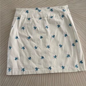 Lulu-B White Mini Skirt with Blue Embroidery Turtles